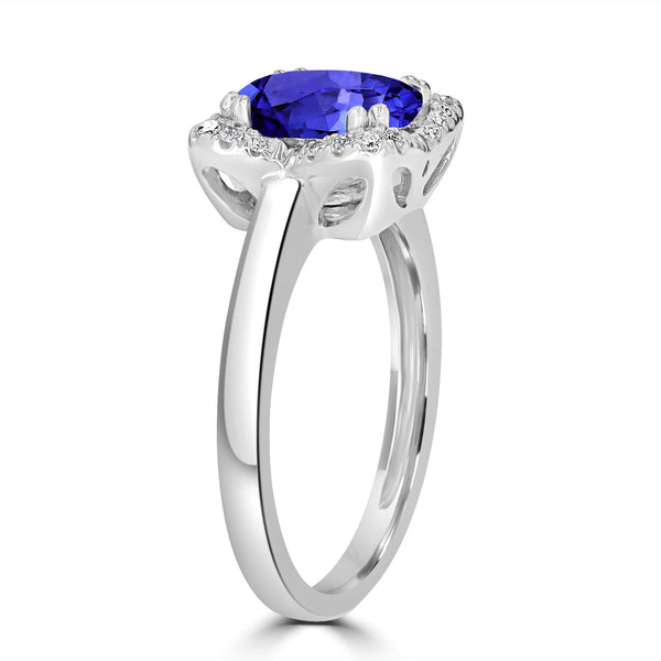 1.8ct Oval Tanzanite Ring with 0.13 cttw Diamond