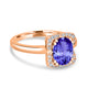 1.8ct Oval Tanzanite Ring with 0.13 cttw Diamond