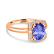 1.8ct Oval Tanzanite Ring with 0.13 cttw Diamond