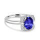 1.8ct Oval Tanzanite Ring with 0.13 cttw Diamond