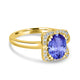 1.8ct Oval Tanzanite Ring with 0.13 cttw Diamond