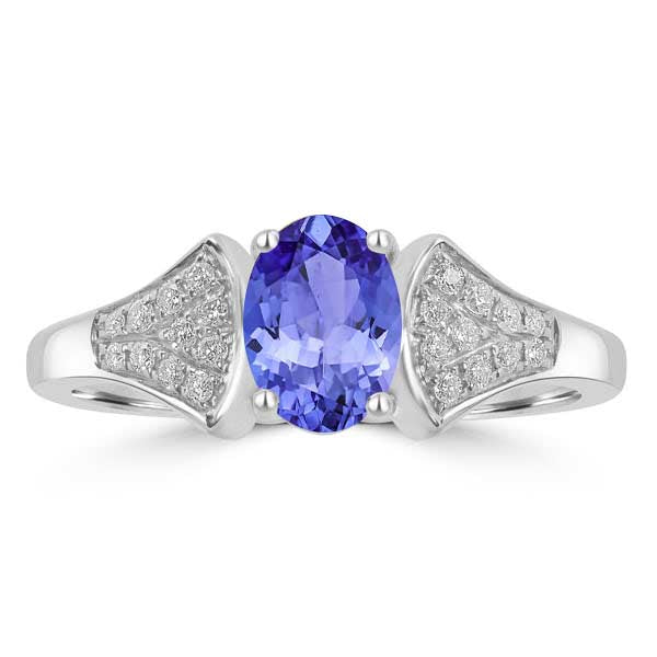 0.76ct Oval Tanzanite Ring with 0.12 cttw Diamond