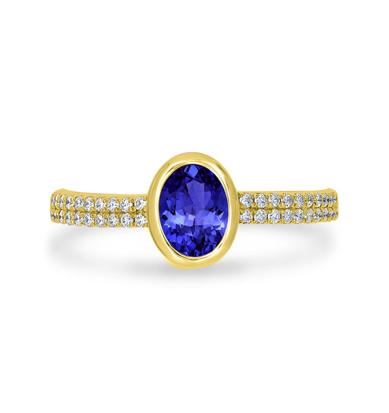0.76ct Oval Tanzanite Ring with 0.21 cttw Diamond