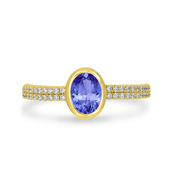 0.76ct Oval Tanzanite Ring with 0.21 cttw Diamond