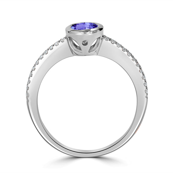 0.76ct Oval Tanzanite Ring with 0.21 cttw Diamond