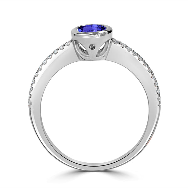 0.76ct Oval Tanzanite Ring with 0.21 cttw Diamond
