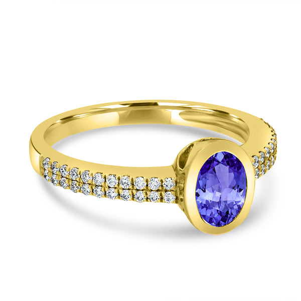 0.76ct Oval Tanzanite Ring with 0.21 cttw Diamond