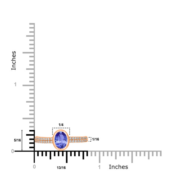 0.76ct Oval Tanzanite Ring with 0.21 cttw Diamond