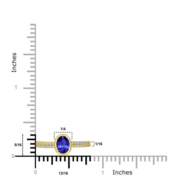 0.76ct Oval Tanzanite Ring with 0.21 cttw Diamond