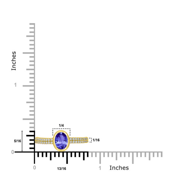 0.76ct Oval Tanzanite Ring with 0.21 cttw Diamond
