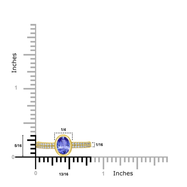 0.76ct Oval Tanzanite Ring with 0.21 cttw Diamond