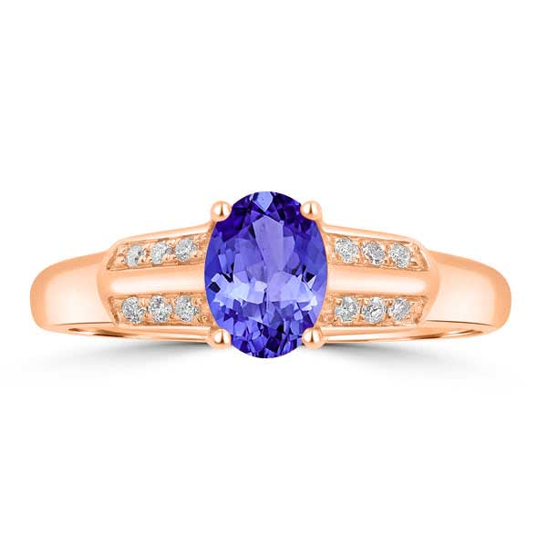 0.76ct Oval Tanzanite Ring with 0.07 cttw Diamond