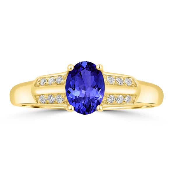 0.76ct Oval Tanzanite Ring with 0.07 cttw Diamond