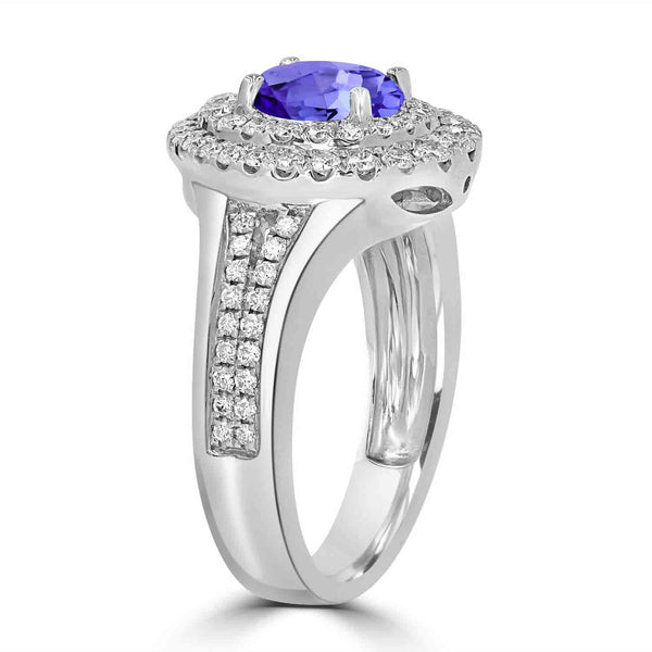 1.2ct Oval Tanzanite Ring with 0.66 cttw Diamond