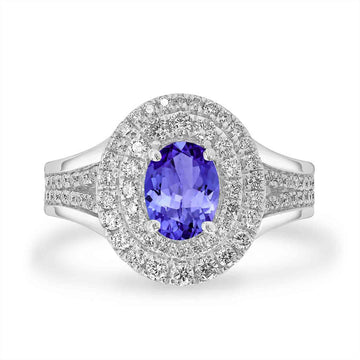 1.2ct Oval Tanzanite Ring with 0.66 cttw Diamond