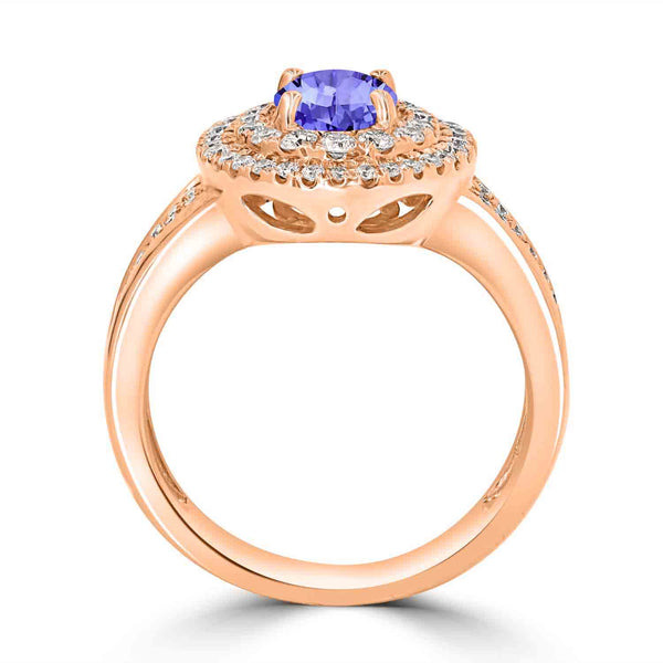 1.2ct Oval Tanzanite Ring with 0.66 cttw Diamond