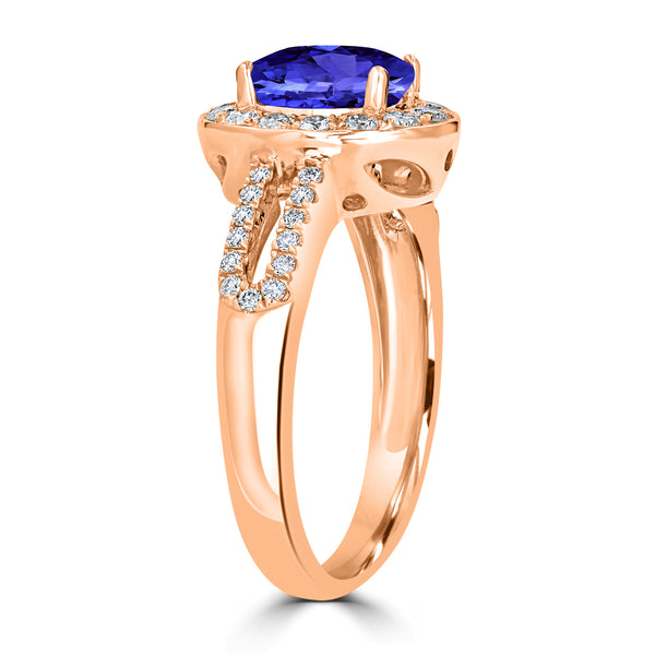 1.2ct Oval Tanzanite Ring with 0.45 cttw Diamond