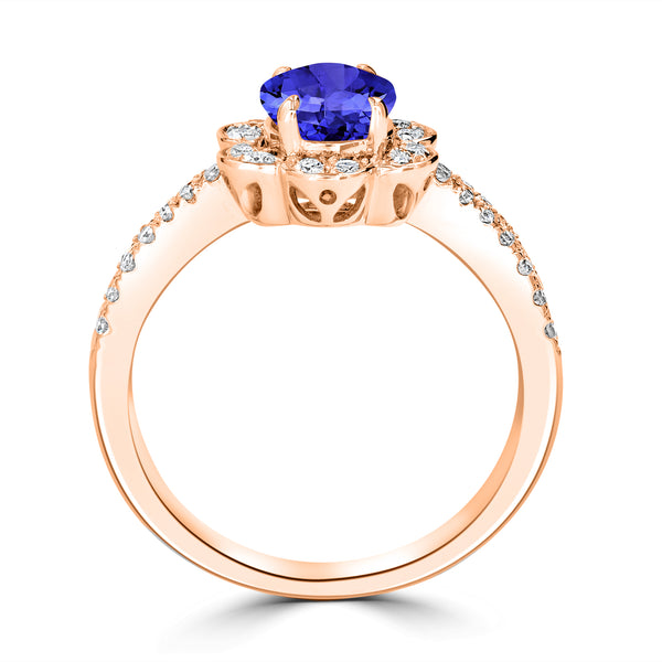 1ct Oval Tanzanite Ring with 0.42 cttw Diamond