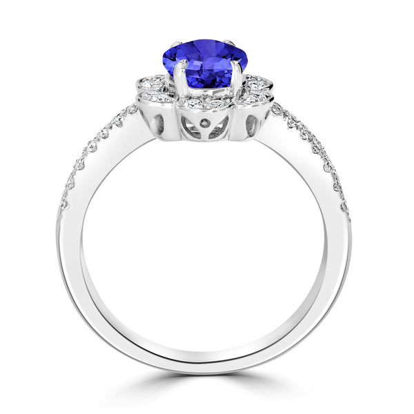 1ct Oval Tanzanite Ring with 0.42 cttw Diamond