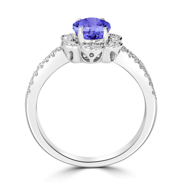 1ct Oval Tanzanite Ring with 0.42 cttw Diamond