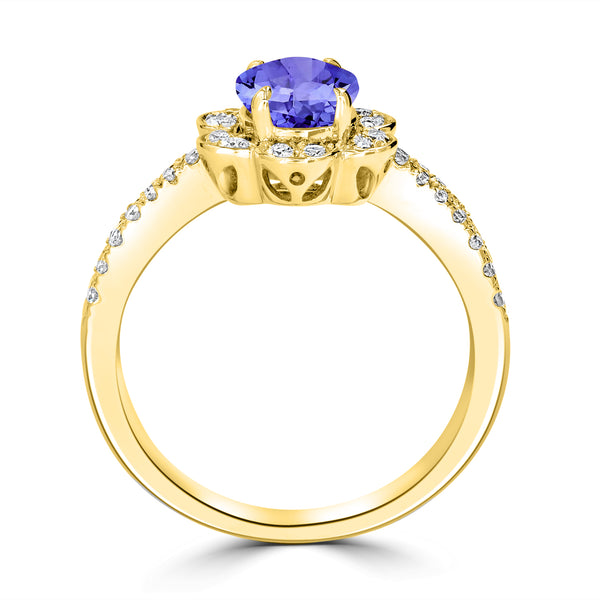 1ct Oval Tanzanite Ring with 0.42 cttw Diamond