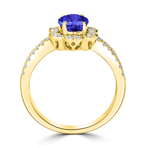 1ct Oval Tanzanite Ring with 0.42 cttw Diamond