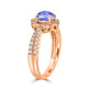 1ct Oval Tanzanite Ring with 0.45 cttw Diamond