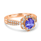 1ct Oval Tanzanite Ring with 0.45 cttw Diamond