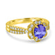 1ct Oval Tanzanite Ring with 0.45 cttw Diamond