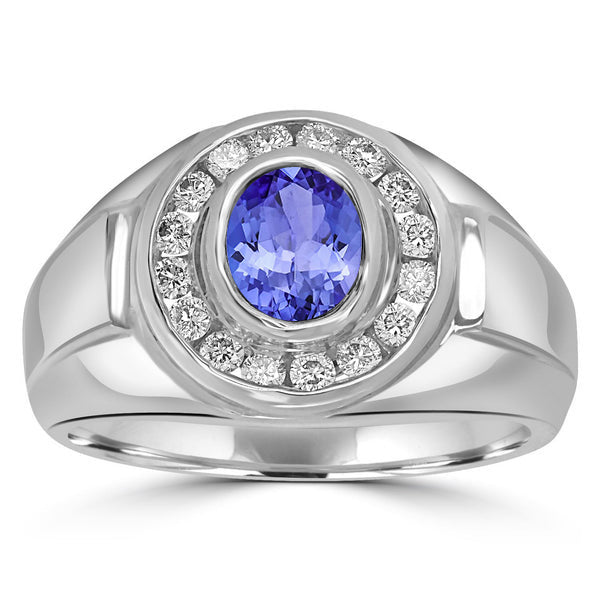ct Oval Tanzanite Men's Ring with cttw Diamond – Top Tanzanite