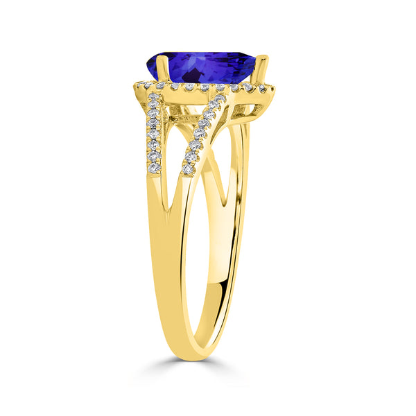 1.3ct Pear Tanzanite Ring with 0.44 cttw Diamond