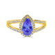 1.3ct Pear Tanzanite Ring with 0.44 cttw Diamond