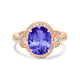 3.9ct Oval Tanzanite Ring with 0.37 cttw Diamond