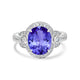 3.9ct Oval Tanzanite Ring with 0.37 cttw Diamond