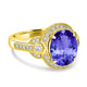 3.9ct Oval Tanzanite Ring with 0.37 cttw Diamond