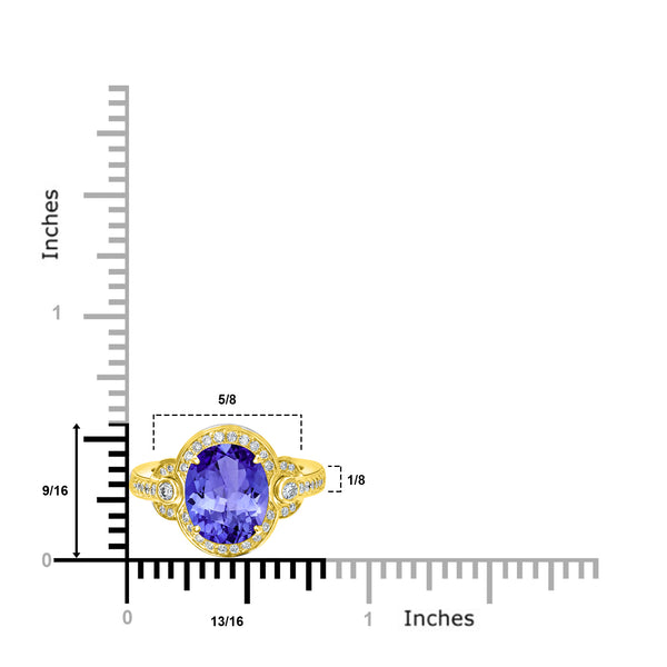 3.9ct Oval Tanzanite Ring with 0.37 cttw Diamond