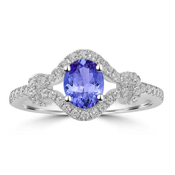 0.6ct Oval Tanzanite Ring with 0.29 cttw Diamond