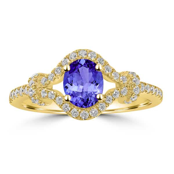 0.6ct Oval Tanzanite Ring with 0.29 cttw Diamond