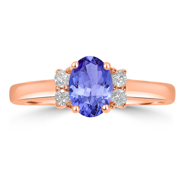 0.76ct Oval Tanzanite Ring with 0.12 cttw Diamond