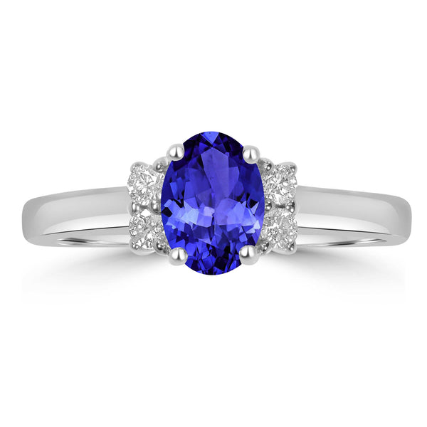 0.76ct Oval Tanzanite Ring with 0.12 cttw Diamond