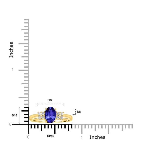 0.76ct Oval Tanzanite Ring with 0.13 cttw Diamond