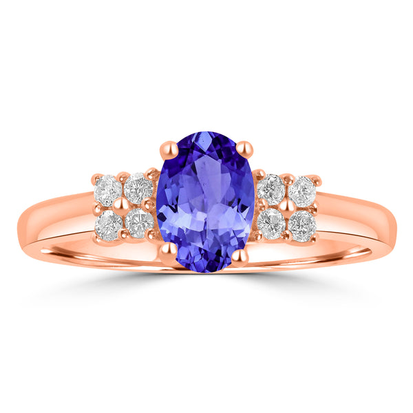 0.76ct Oval Tanzanite Ring with 0.13 cttw Diamond