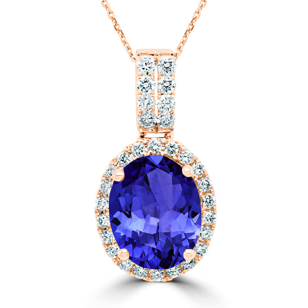 2.15ct Oval Tanzanite Pendant with 0.29 cttw Diamond