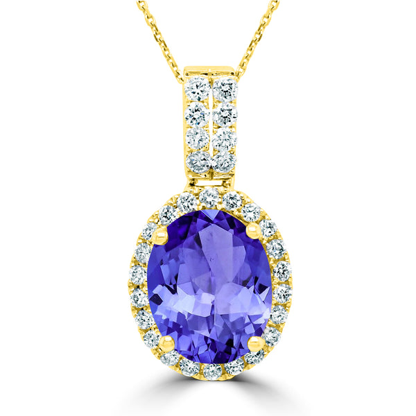 2.15ct Oval Tanzanite Pendant with 0.29 cttw Diamond