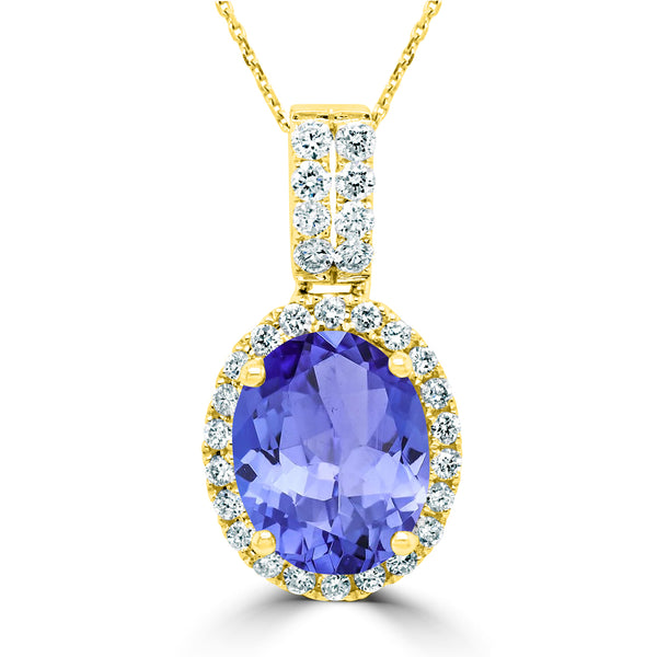 2.15ct Oval Tanzanite Pendant with 0.29 cttw Diamond