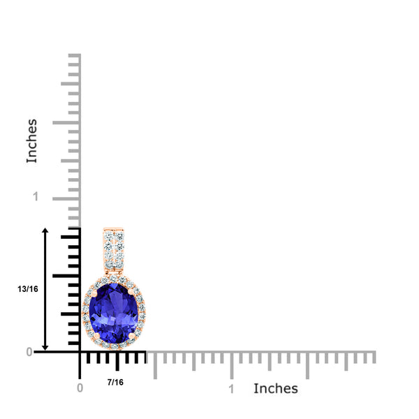 2.15ct Oval Tanzanite Pendant with 0.29 cttw Diamond