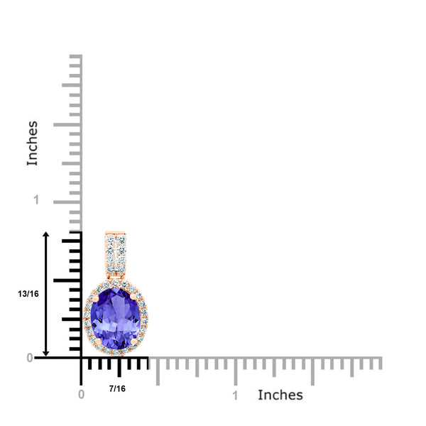 2.15ct Oval Tanzanite Pendant with 0.29 cttw Diamond