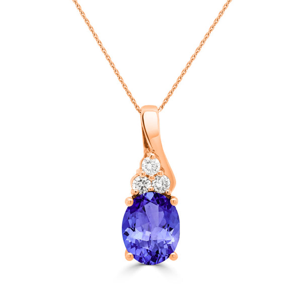 2.15ct Oval Tanzanite Pendant with 0.17 cttw Diamond