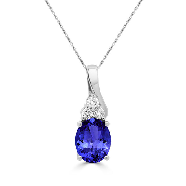 2.15ct Oval Tanzanite Pendant with 0.17 cttw Diamond