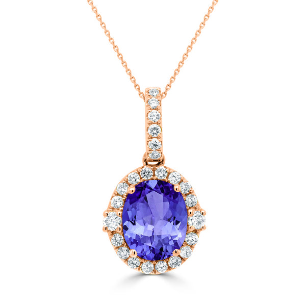 2.85ct Oval Tanzanite Pendant with 0.49 cttw Diamond